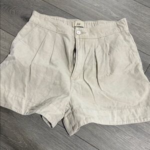 Joie Beige Pleated High-Waist Shorts